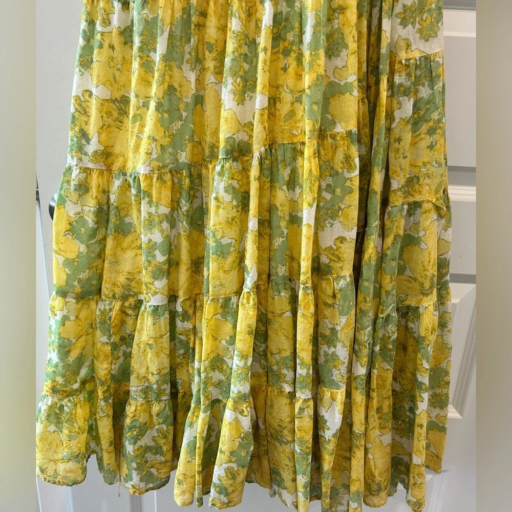 Free People Sundrenched Floral Tiered Maxi Sundress Yellow Size Medium - Picture 5 of 13